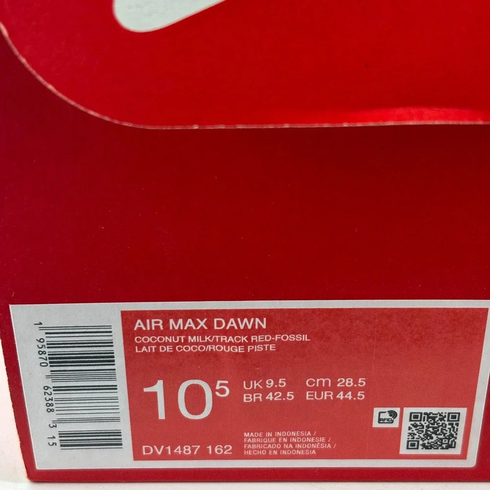 Nike Air Max Dawn Men 10.5 Coconut Milk Track Red DV1487-162 Retro Sneaker